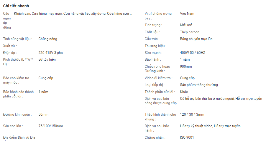 Băng tải con lăn trực tiếp điều khiển dây chuyền nhà máy